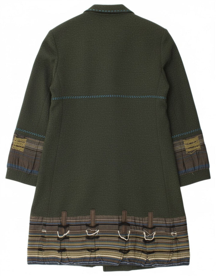 Vintage Damen Mantel UK 14 Großes grün gestreiftes Acetat