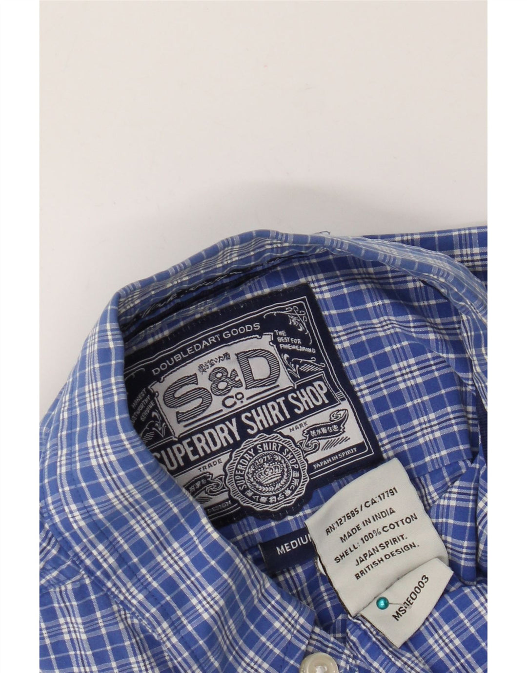 Superdry Herrenhemd aus mittelblau karierter Baumwolle