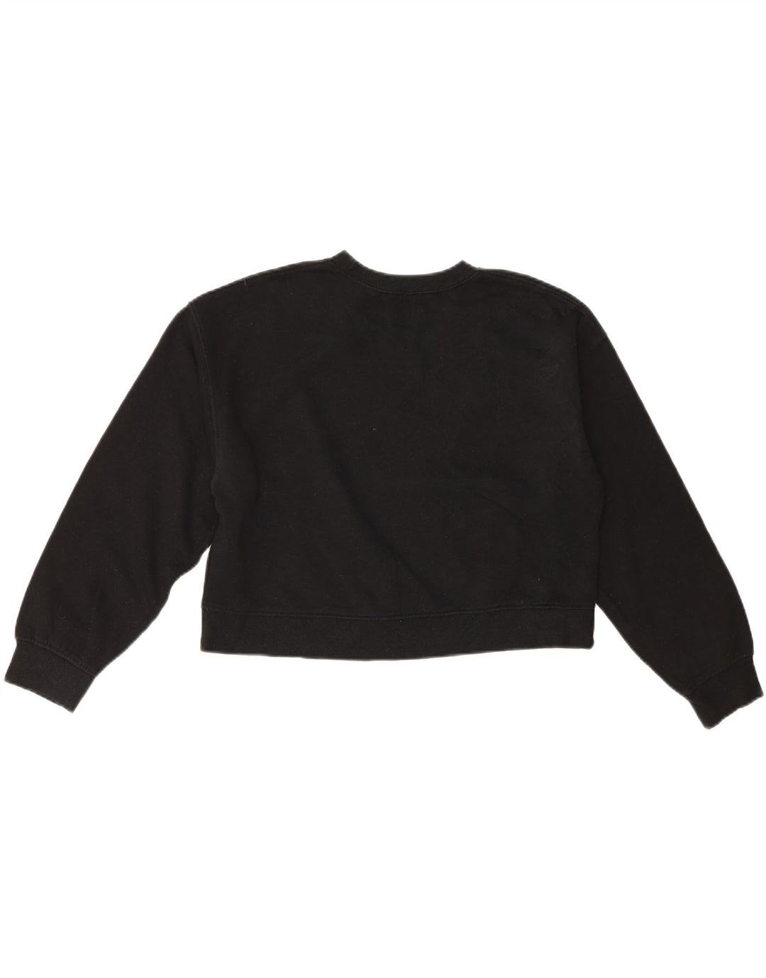 Zara Damen Crop Sweatshirt Pullover UK 14 Mittelschwarze Baumwolle