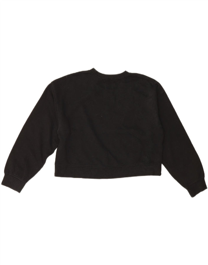 Zara Damen Crop Sweatshirt Pullover UK 14 Mittelschwarze Baumwolle