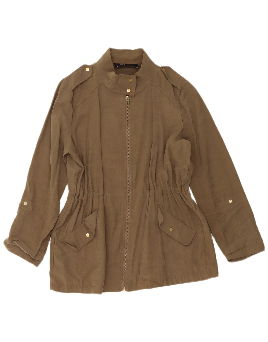 Zara Damen Militärjacke UK 14 Medium Khaki Viscose