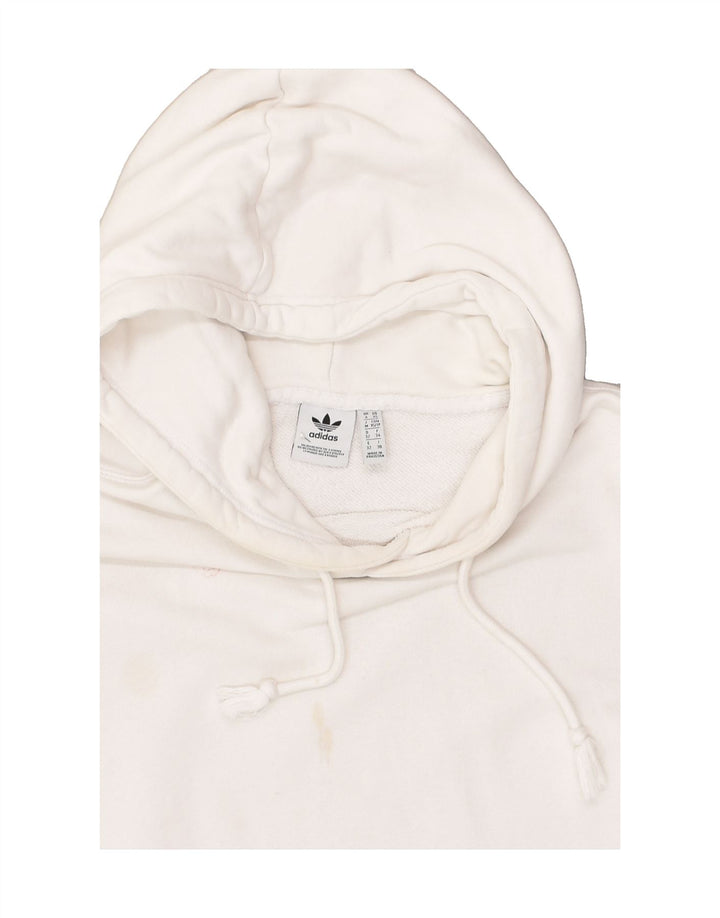 ADIDAS Womens Hoodie Jumper UK 6 XS  White Cotton | Vintage Adidas | Thrift | Second-Hand Adidas | Used Clothing | Messina Hembry 