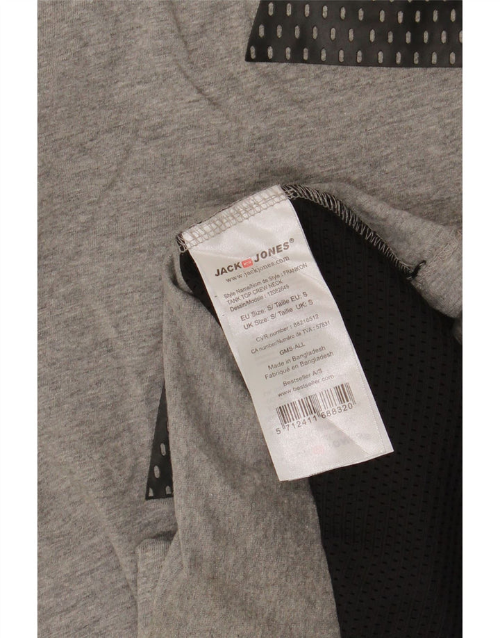 Jack & Jones Herren-Weste mit Grafik, Größe S, grau gesprenkelte Baumwolle