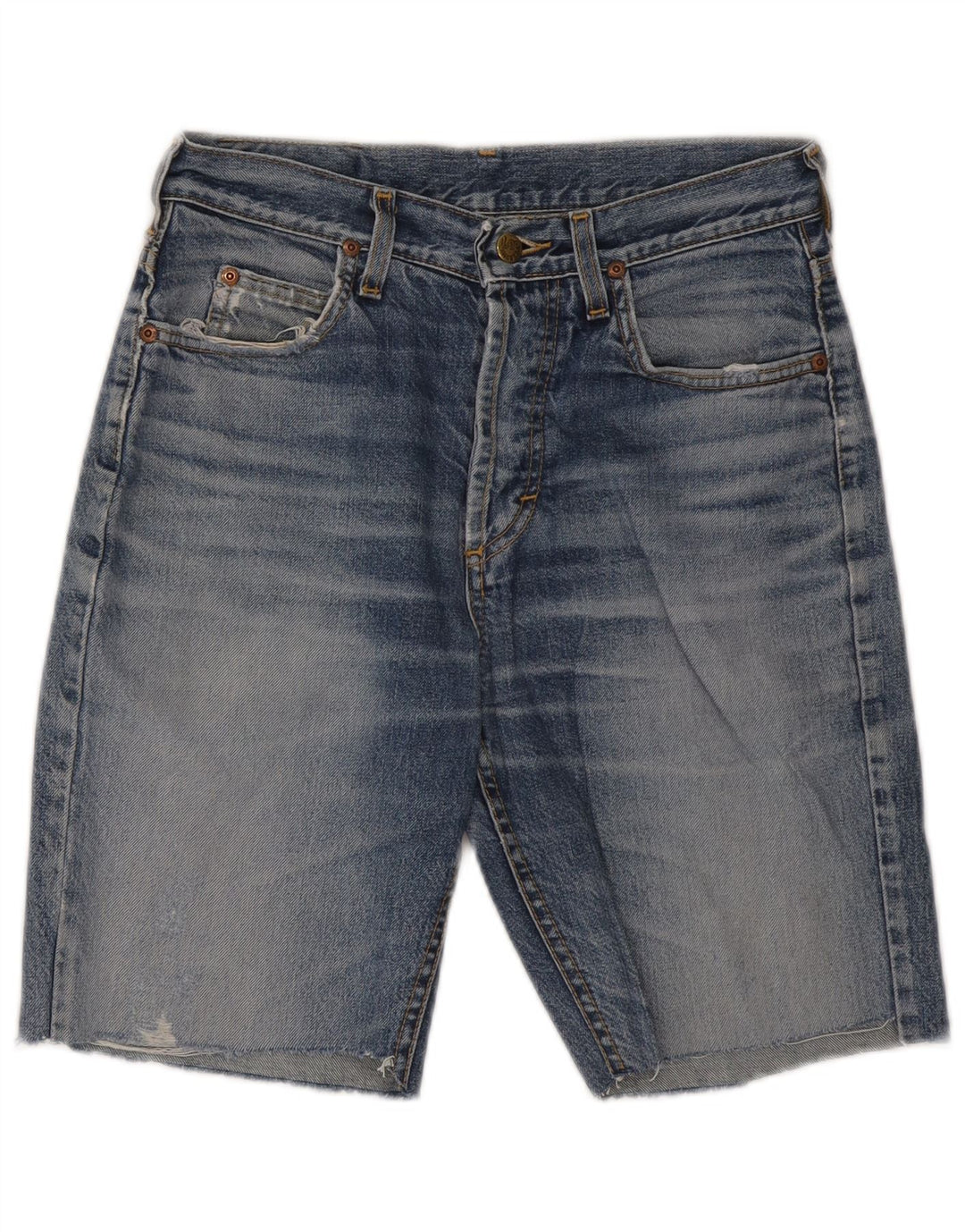 Lee Herren Chicago Distressed Denim Shorts W30 Mittelblaue Baumwolle