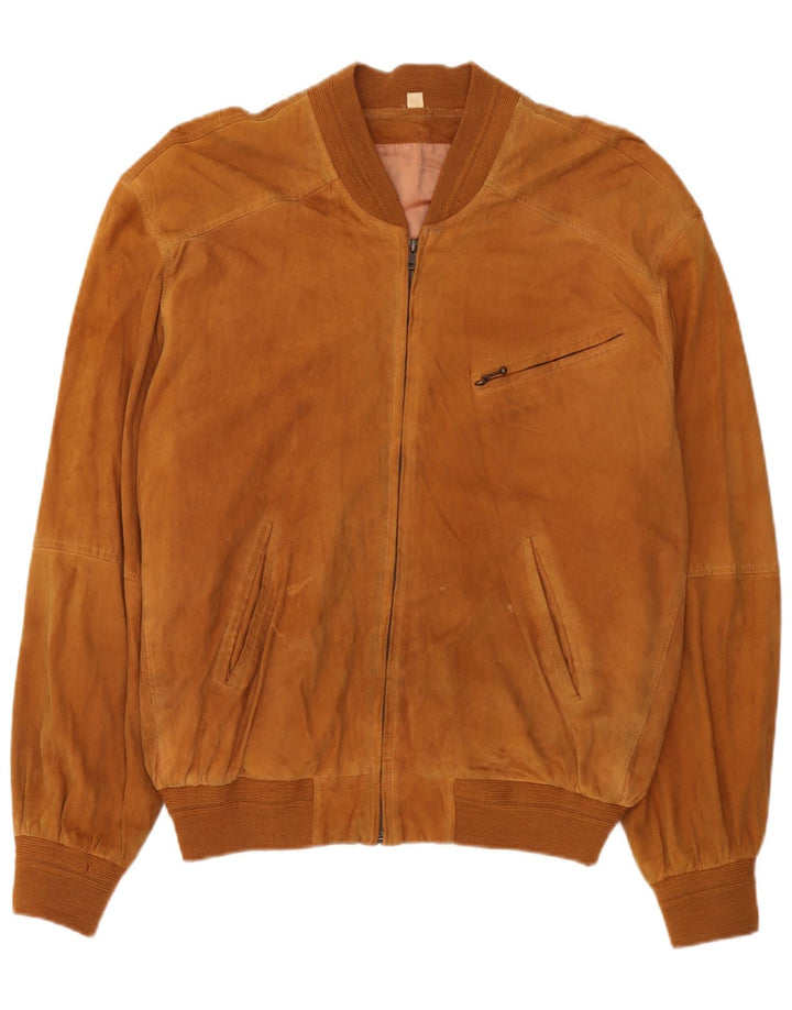 Vintage Herren Wildleder Bomberjacke IT 54 2XL Braunes Leder