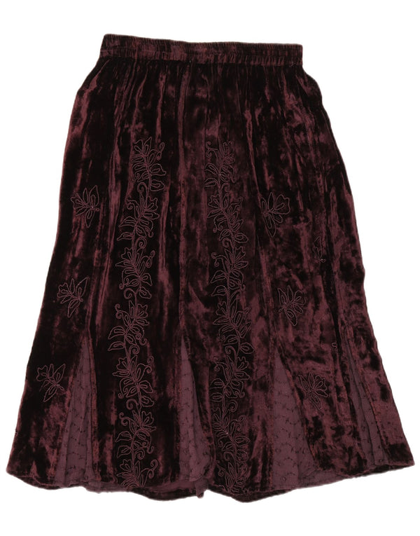 Phool Damen Velours-Schlagrock US 14 XL W36 Lila Blumenviskose