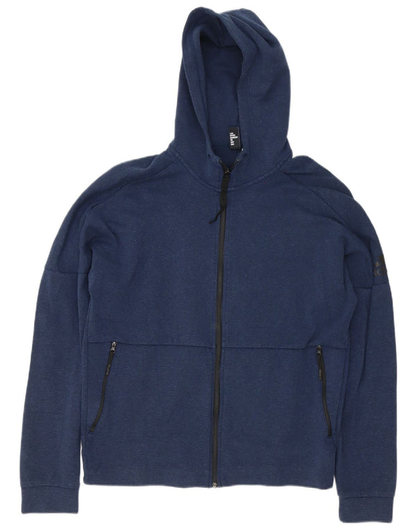 Adidas Herren Kapuzenpullover mit grafischem Reißverschluss, groß, Marineblau