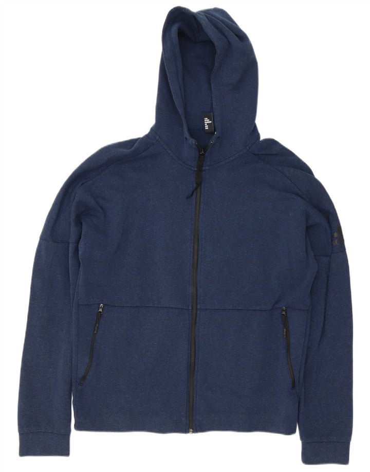 Adidas Herren Kapuzenpullover mit grafischem Reißverschluss, groß, Marineblau