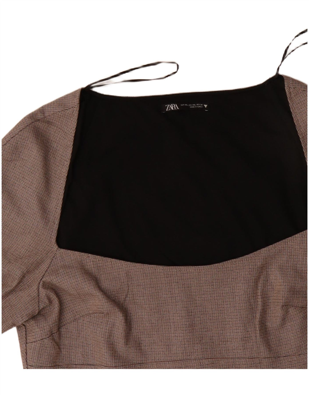 ZARA Damen Langarm-Etuikleid UK 20 2XL Beige kariertes Polyester