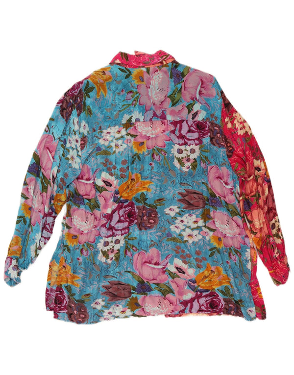 Vintage Damen Hemdbluse UK 18 XL Mehrfarbige florale Viskose
