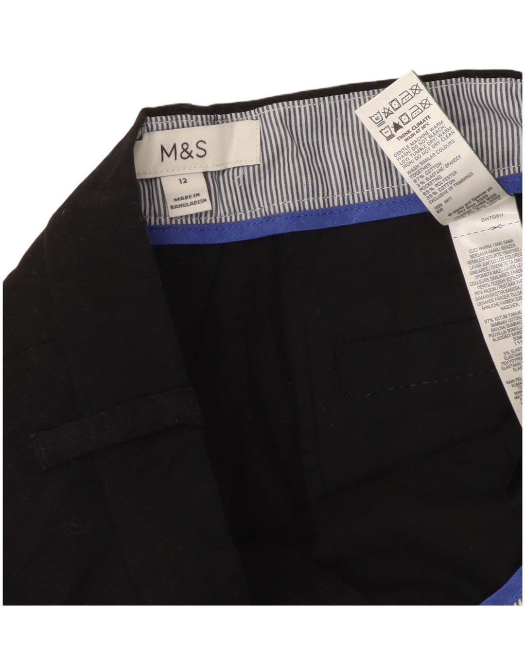 Marks & Spencer Damen Chinoshorts UK 12 Medium W30 Schwarze Baumwolle