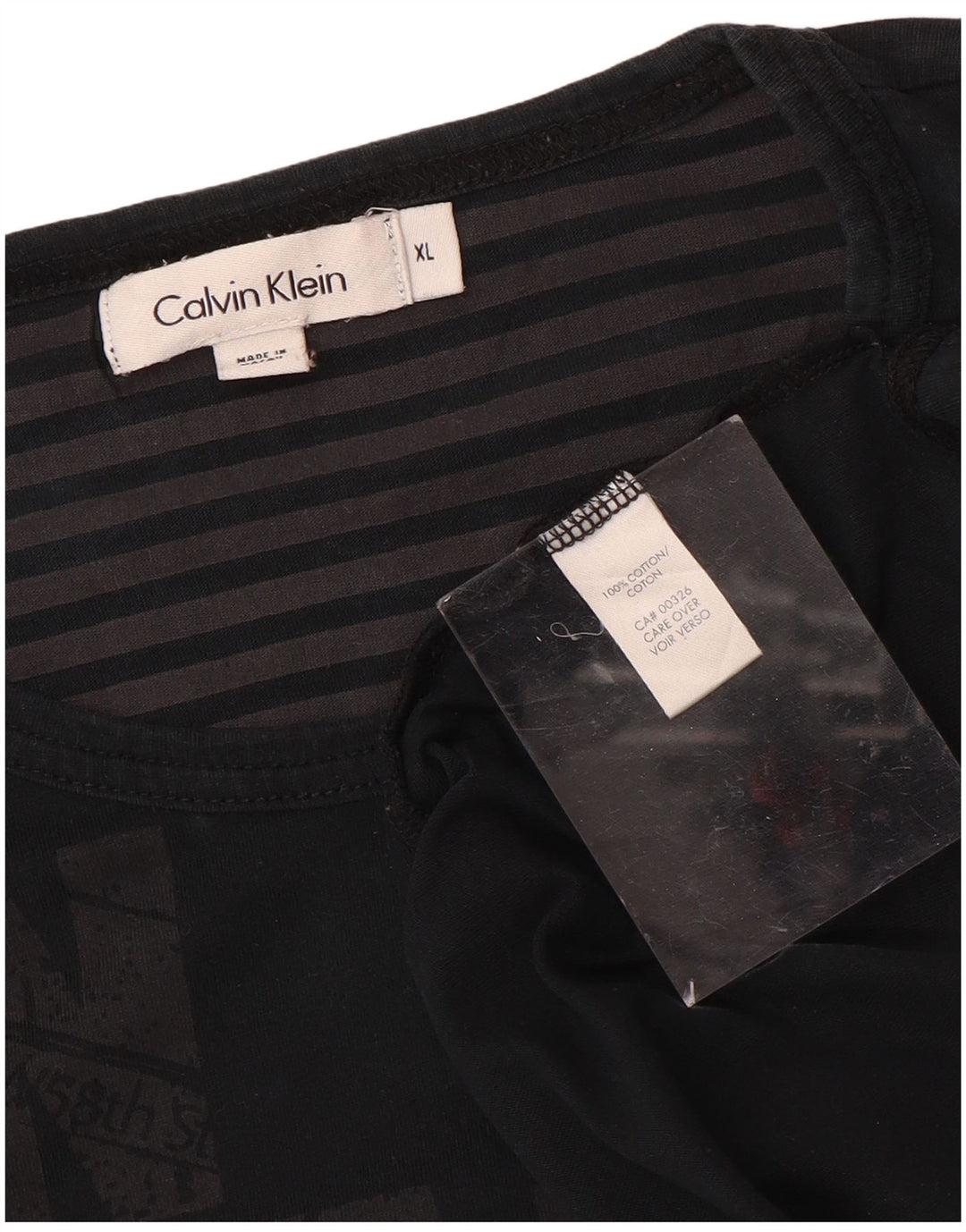 CALVIN KLEIN Herren Grafik T-Shirt Top XL Schwarz Baumwolle