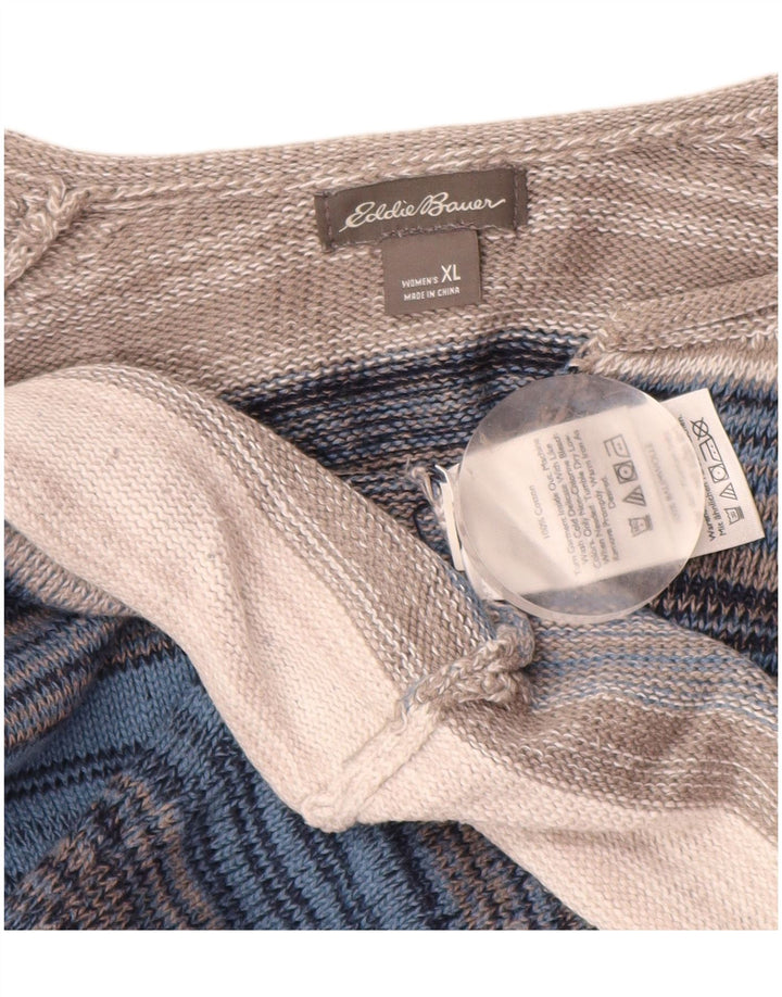 EDDIE BAUER Damen Pullover mit V-Ausschnitt UK 18 XL Mehrfarbig gestreift