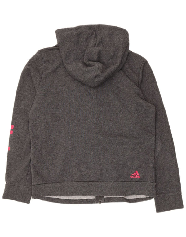 Adidas Womens Graphic Regular Fit Zip Hoodie Sweater UK 16 Large Grey