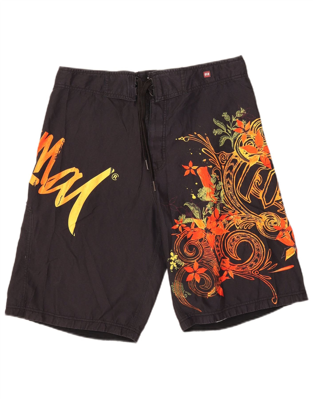Animal Herren-Badeshorts mit Grafik, Mittelschwarz, Blumenmuster, Polyester