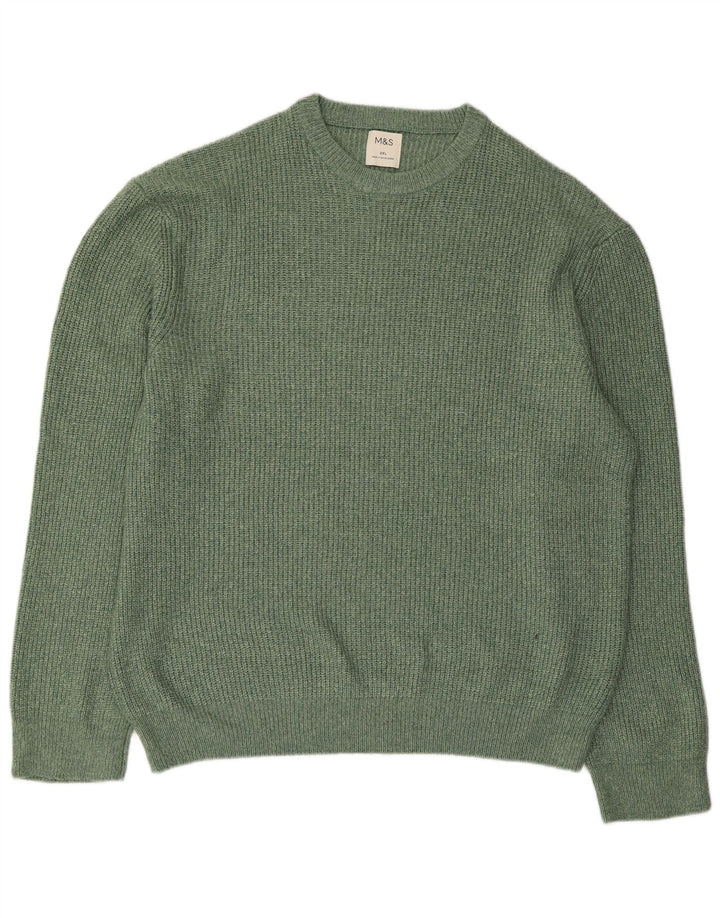 Marks & Spencer Herren-Pullover mit Rundhalsausschnitt, 2XL, grünes Polyamid