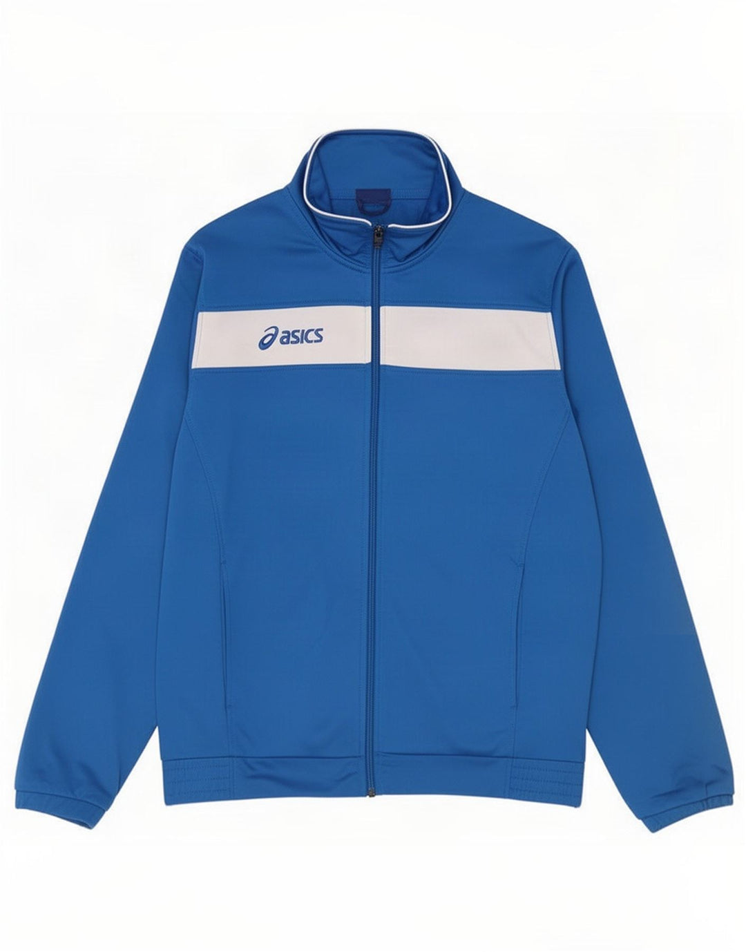 Asics Herren-Trainingsanzug mit Grafik-Oberteil, Mittelblaues Farbblock-Polyester