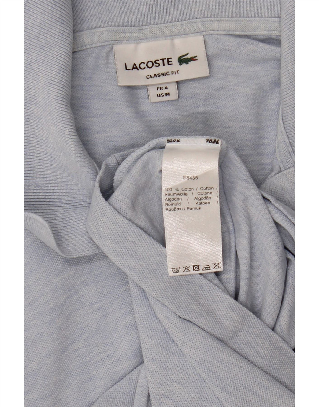 Lacoste Herren-Poloshirt mit klassischer Passform, Größe 4, mittelblau gefleckte Baumwolle