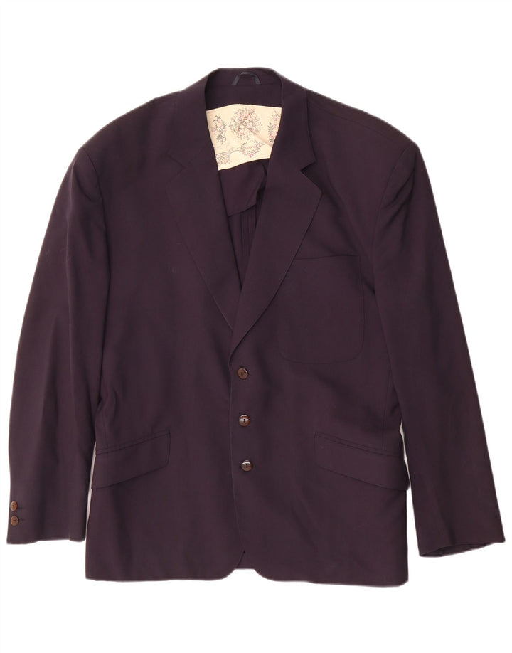 Vintage Herren 3-Knopf-Blazerjacke IT 50 Große marineblaue Wolle