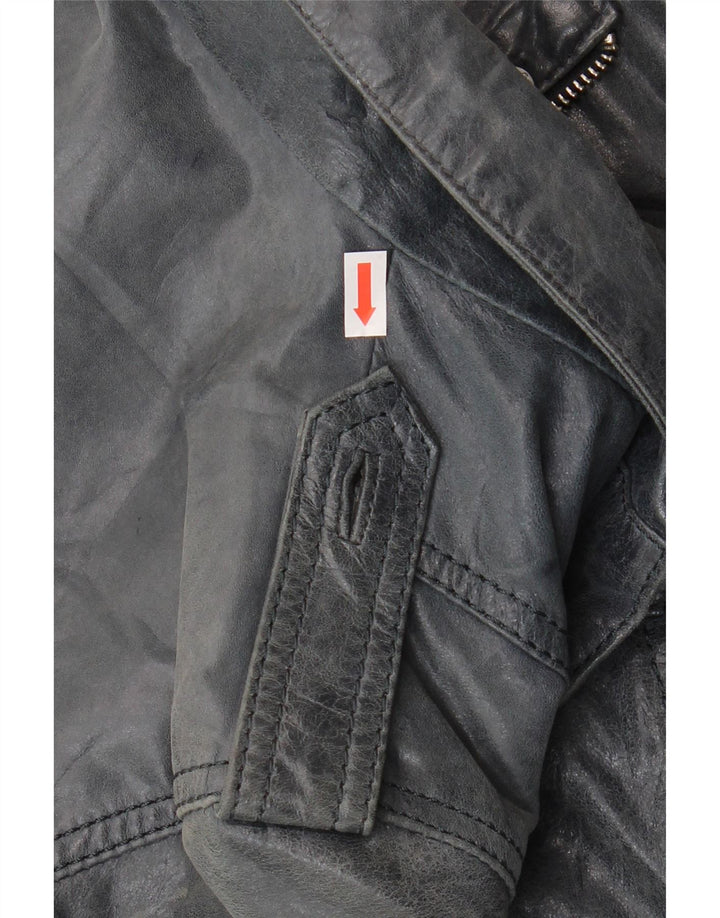 Vintage Damen Bomber Lederjacke IT 46 Großes marineblaues Leder