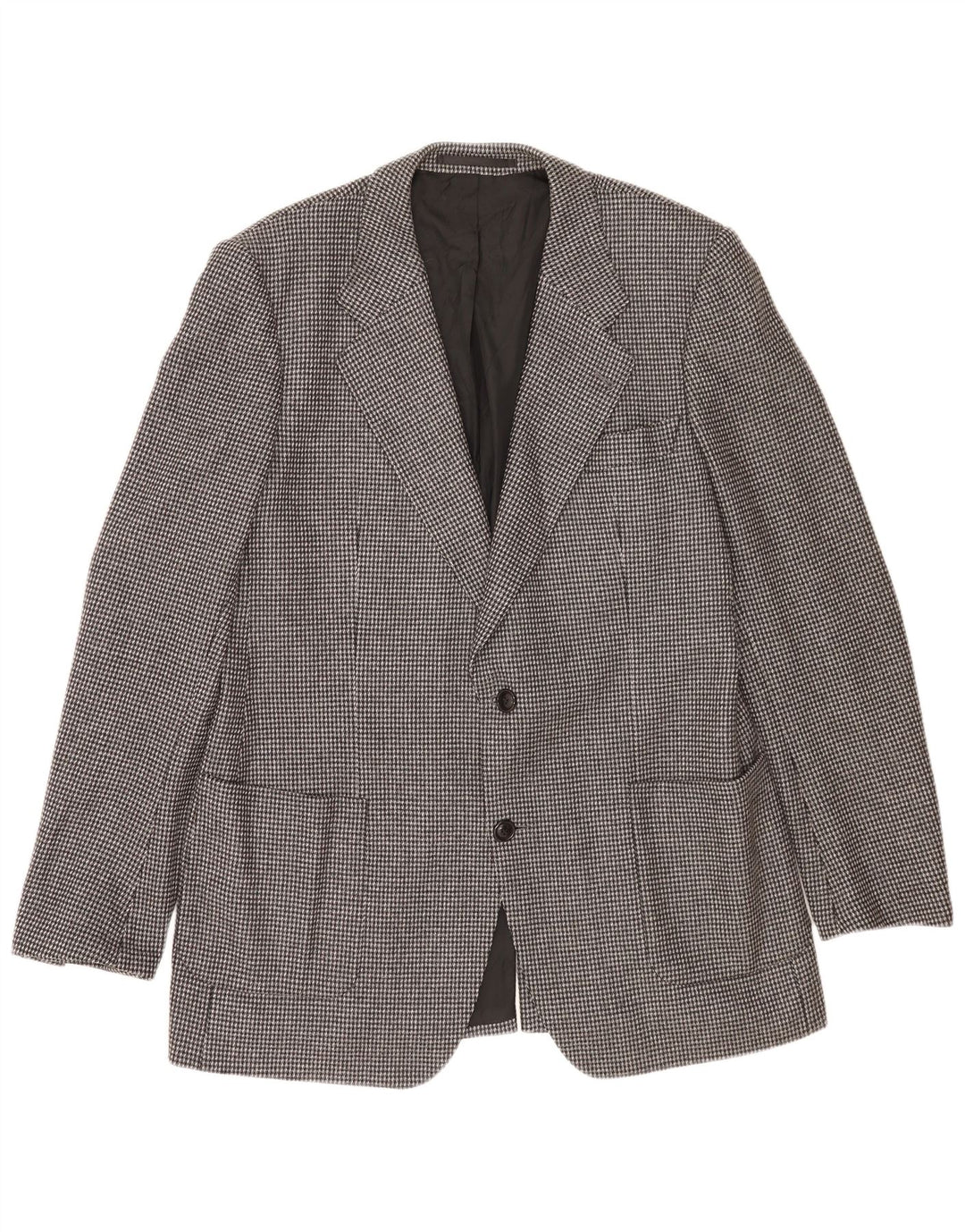 Vintage Herren 2-Knopf-Blazerjacke UK 38 Mittelgrau karierte Schurwolle
