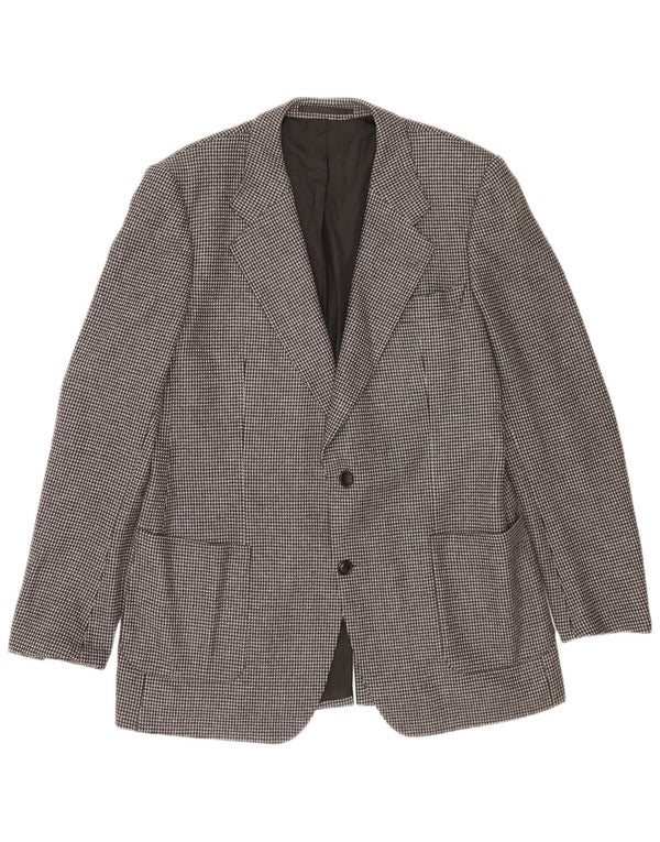 Vintage Herren 2-Knopf-Blazerjacke UK 38 Mittelgrau karierte Schurwolle