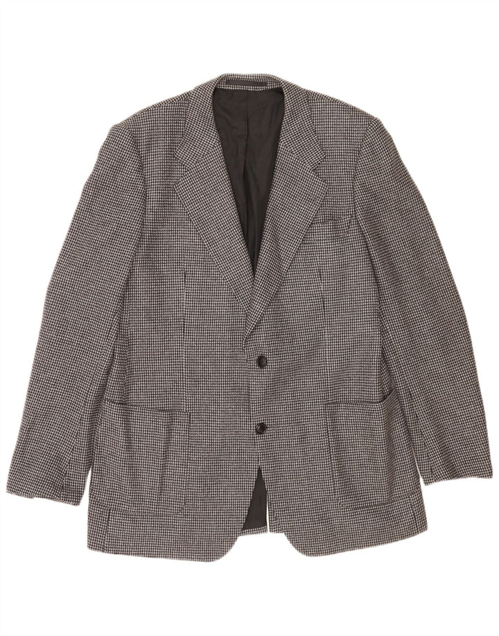 Vintage Herren 2-Knopf-Blazerjacke UK 38 Mittelgrau karierte Schurwolle