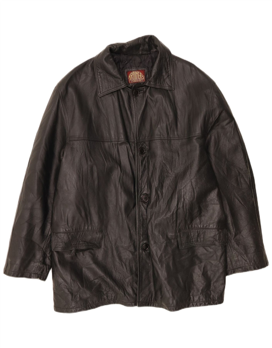 Vintage Herren Lederjacke IT 56 3XL Schwarz