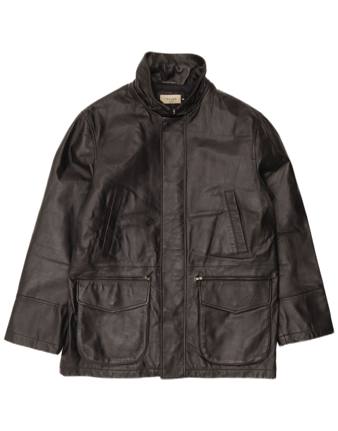 VINTAGE Herren Lederjacke IT 48 Mittelschwarzes Leder