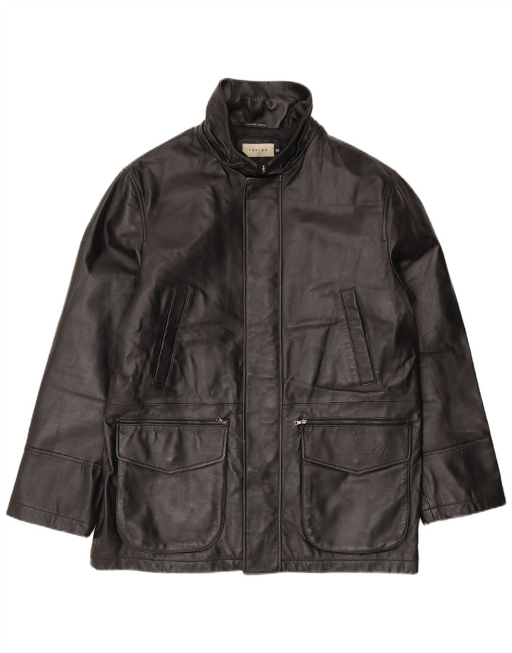 VINTAGE Herren Lederjacke IT 48 Mittelschwarzes Leder