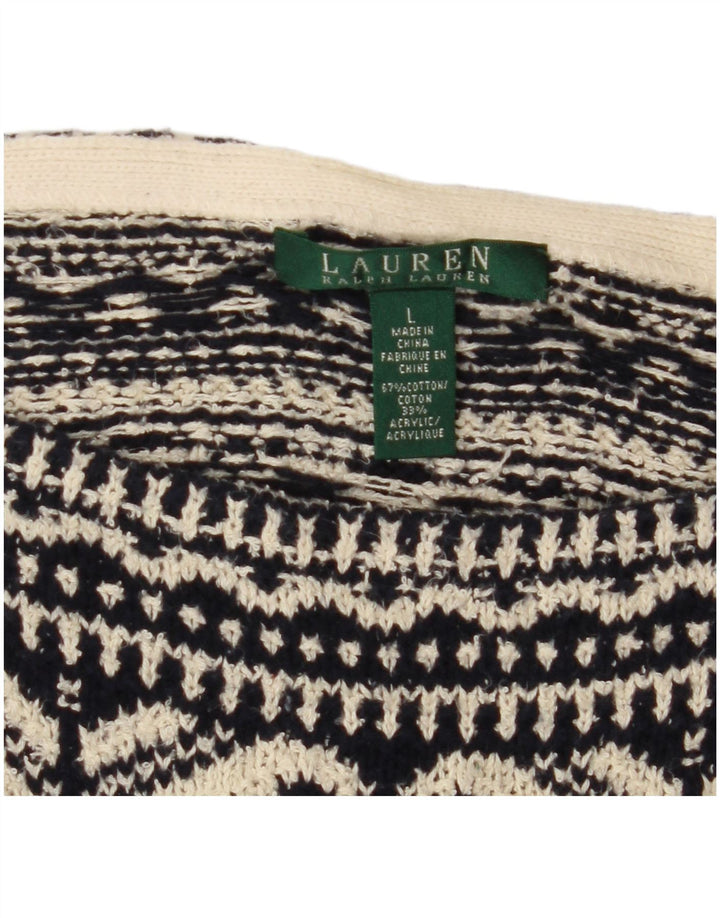 RALPH LAUREN Damen-Pullover mit U-Boot-Ausschnitt, Gr. 40, Größe L, gebrochenes Weiß