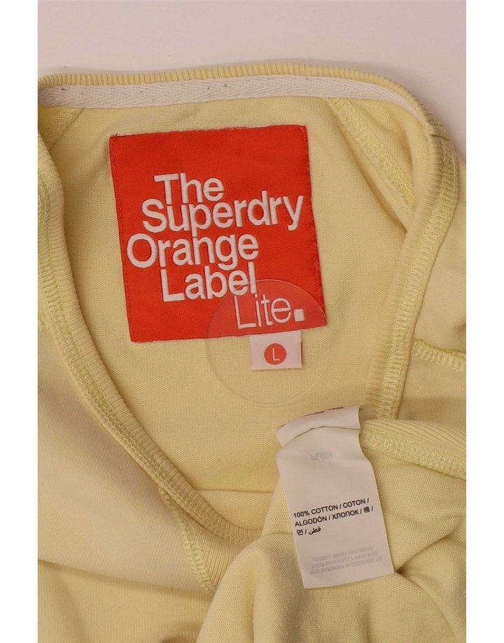 Superdry Damen Top Langarm UK 14 Large Gelb Baumwolle