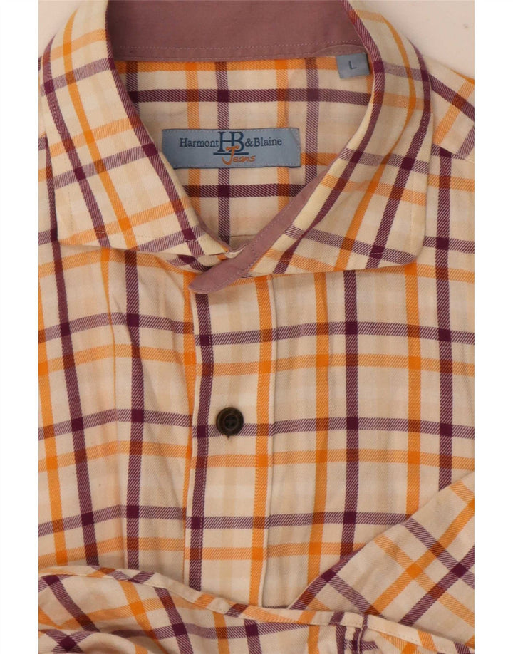 Harmont & Blaine Herrenhemd, groß, orange kariert, Baumwolle