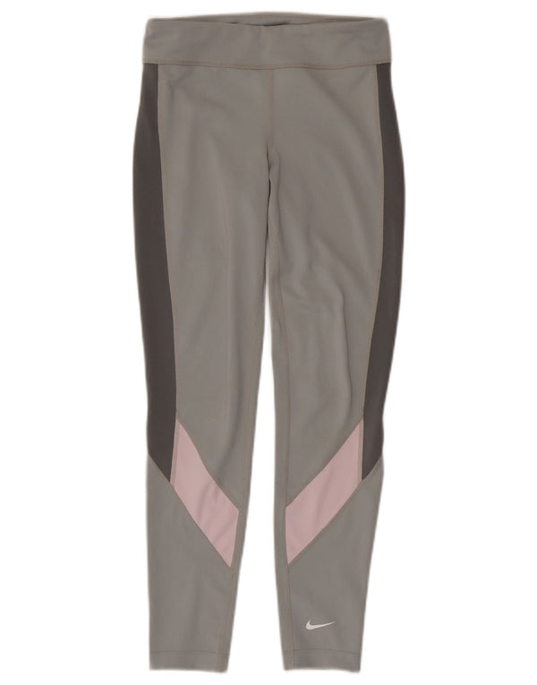 NIKE Dri-Fit-Leggings für Mädchen, 10–11 Jahre, mittelgraues Colourblock-Polyester