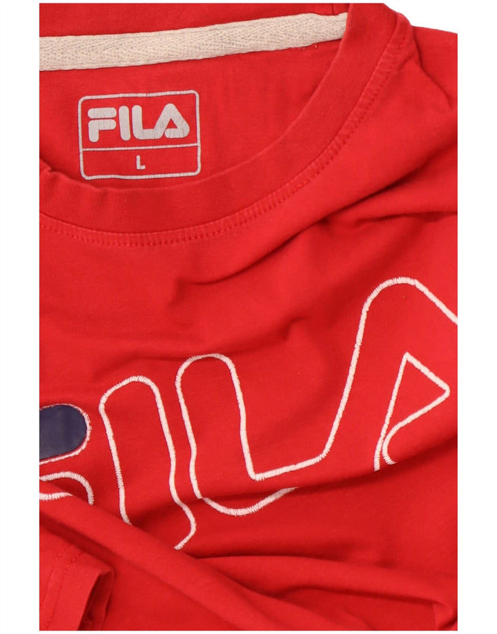 FILA Herren Grafik T-Shirt Top Large Rot