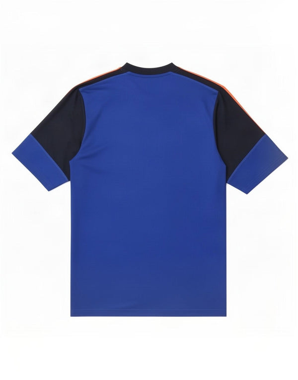 Adidas Herren Climalite T-Shirt Top Large Blau Colourblock Polyester