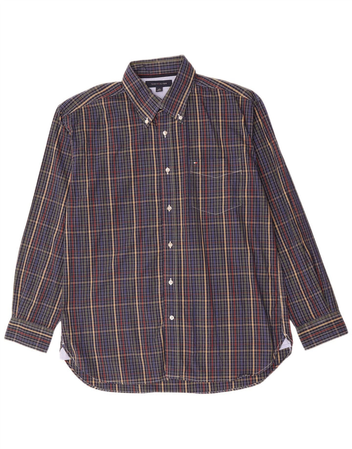 Tommy Hilfiger Herrenhemd, groß, blau kariert, Baumwolle
