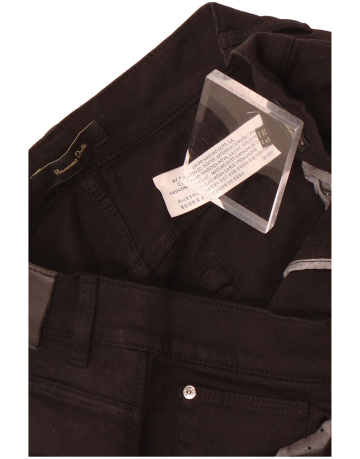 Massimo Dutti Damen Straight Jeans EU 42 Large W32 L27 Schwarze Baumwolle