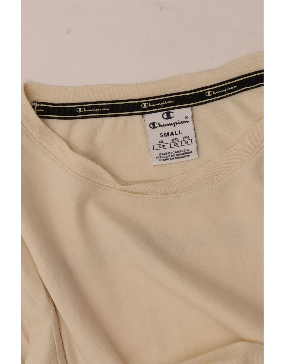 Champion Womens Graphic Top Langarm UK 10 Small Off White