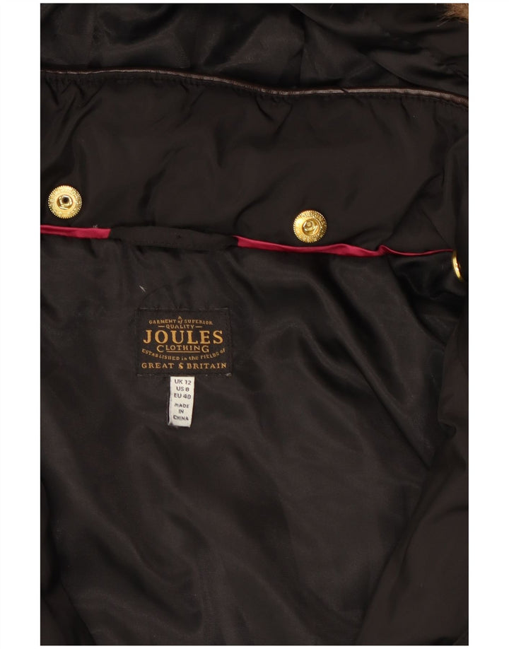 JOULES Wattierter Damenmantel mit Kapuze, UK 12, Mittelschwarz, Polyester
