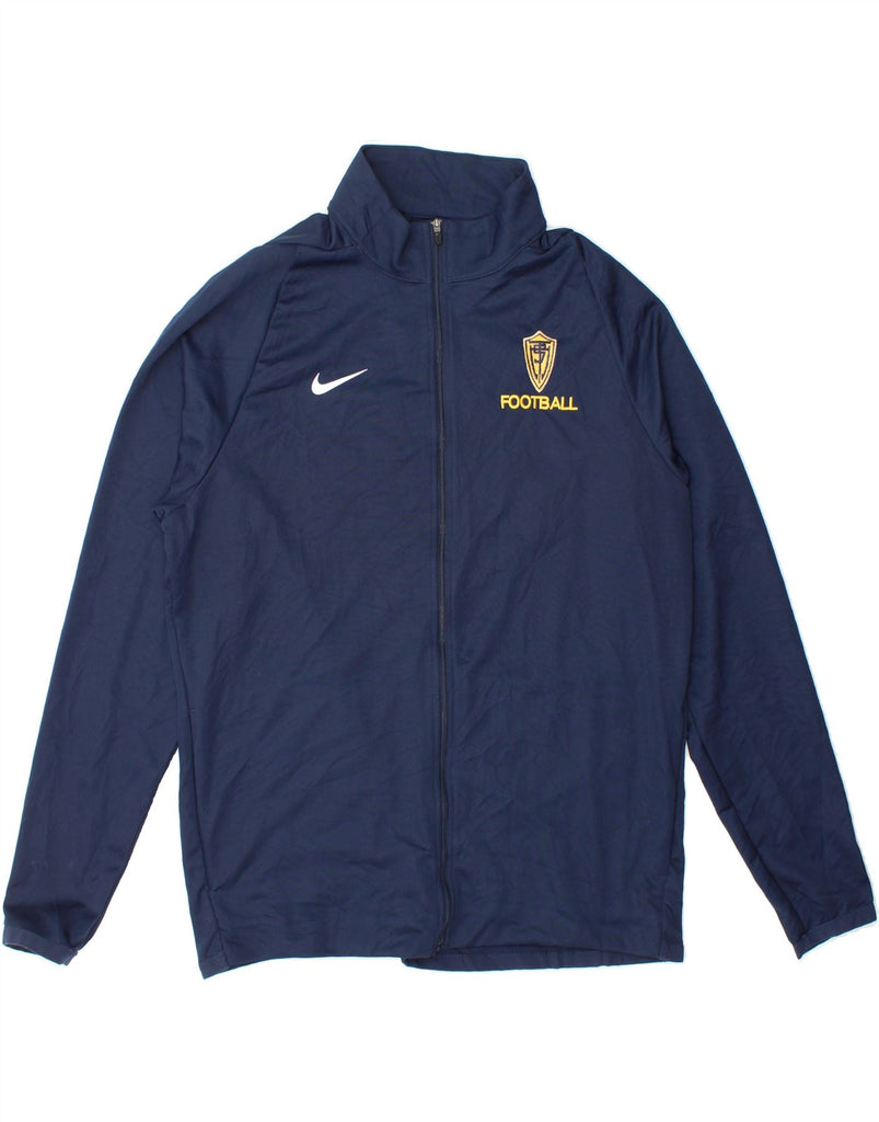 NIKE Mens Football Tracksuit Top Jacket Medium Navy Blue Polyester Vintage Nike and Second-Hand Nike from Messina Hembry 