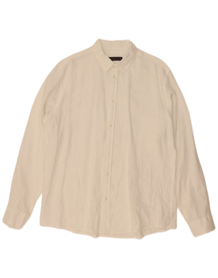 Trussardi Herrenhemd, Größe 43, großes weißes Leinen