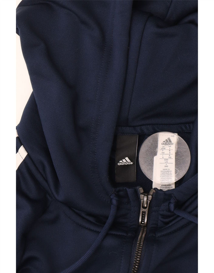 ADIDAS Herren-Kapuzenpullover mit Reißverschluss, UK 44/46, groß, Marineblau, Farbblock