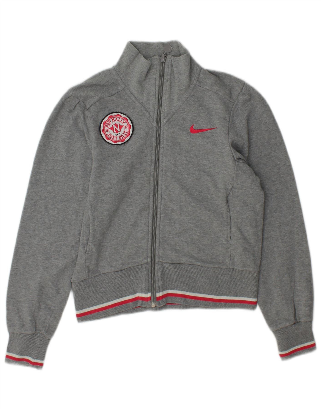 Nike Damen-Trainingsanzugoberteil, UK 6/8 XS, graue Baumwolle