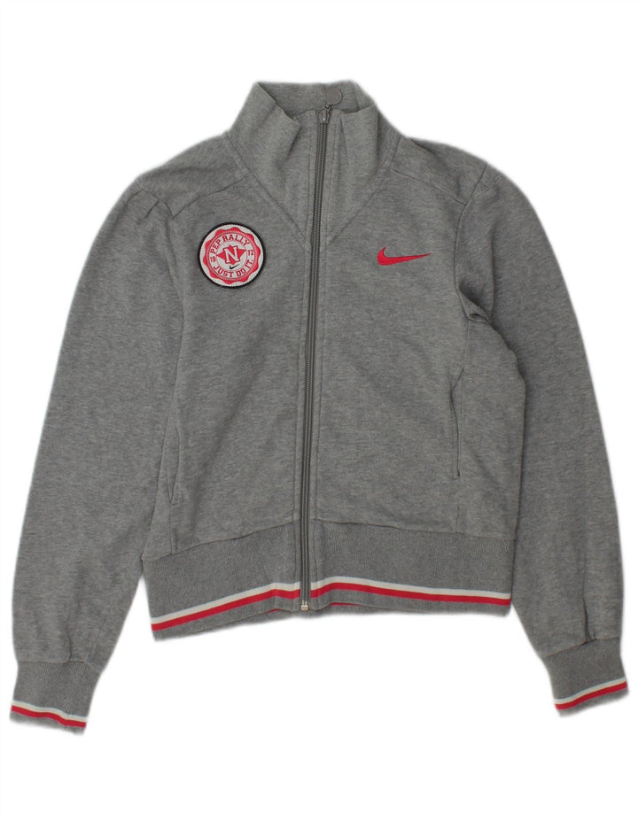 Nike Damen-Trainingsanzugoberteil, UK 6/8 XS, graue Baumwolle