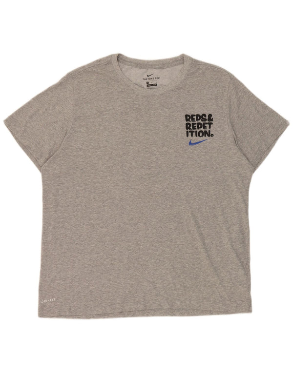 Nike Herren Dri Fit Graphic T-Shirt Top XL Grau gefleckte Baumwolle