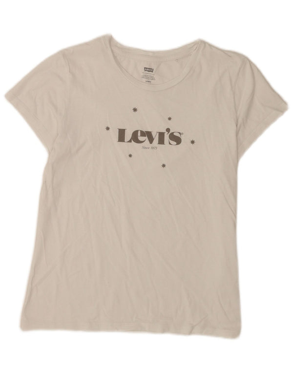 Levi's Damen-T-Shirt mit Grafik, UK 12, mittelweiße Baumwolle