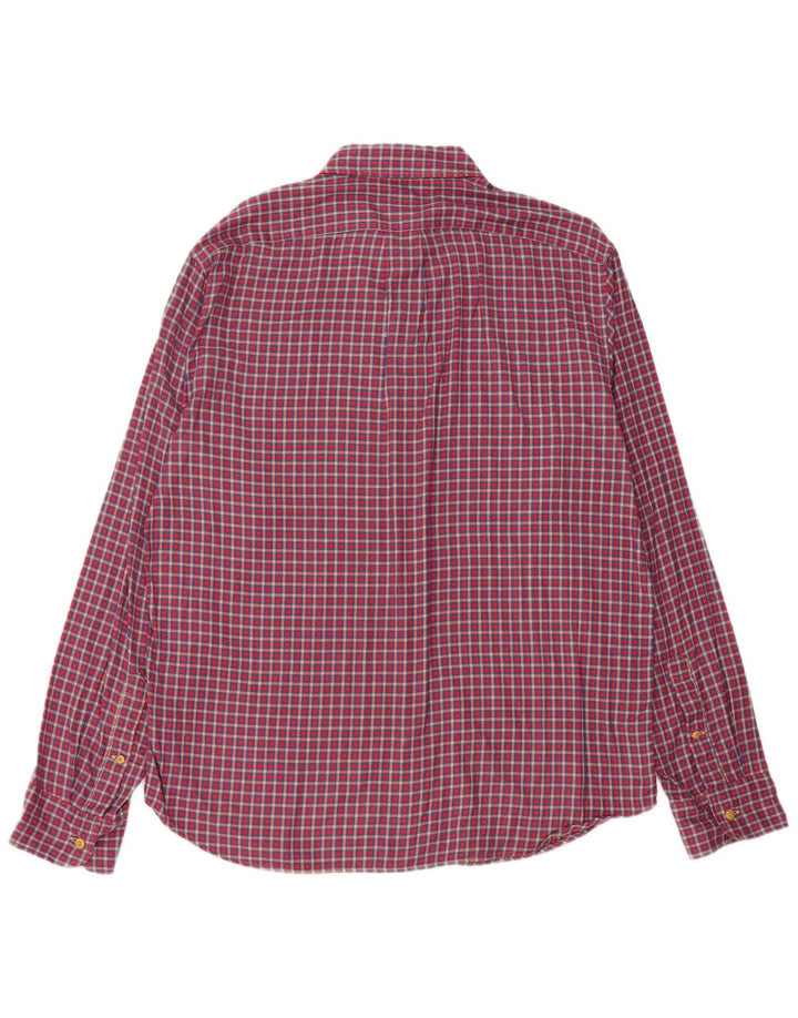J. CREW Herren-Flanellhemd, schmale Passform, groß, rot kariert, Baumwolle
