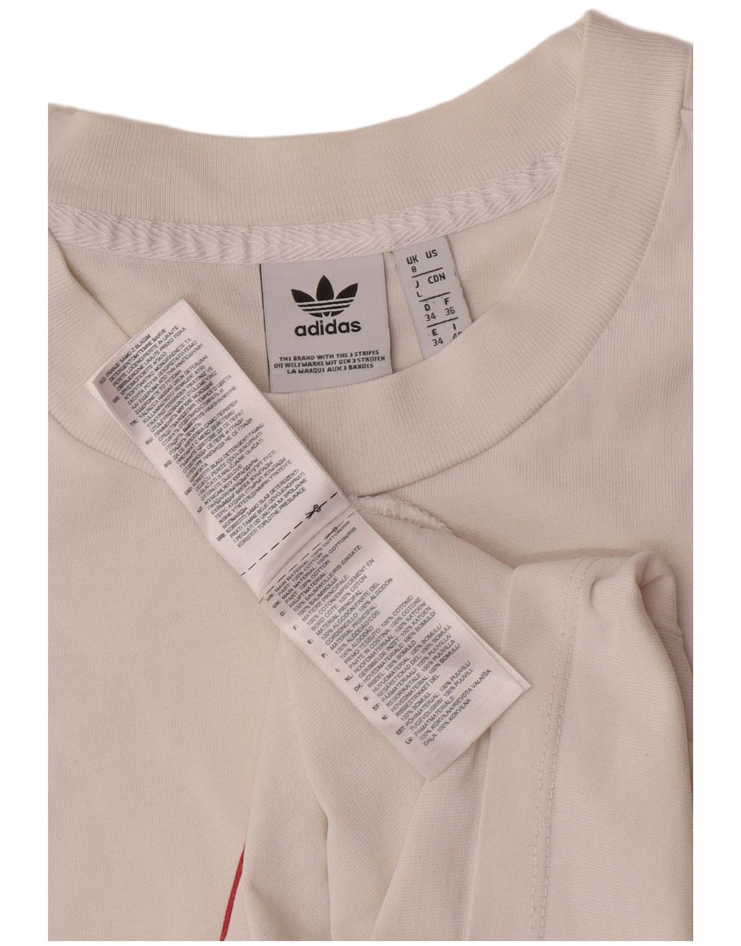 Adidas Damen-T-Shirt in Übergröße mit Grafik, UK 8, Größe S, weiße Baumwolle