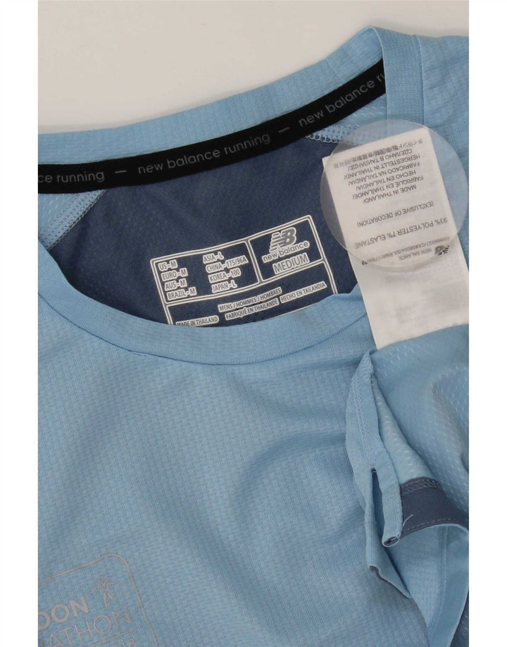 New Balance Herren-T-Shirt-Oberteil aus mittelblauem Colourblock-Polyester